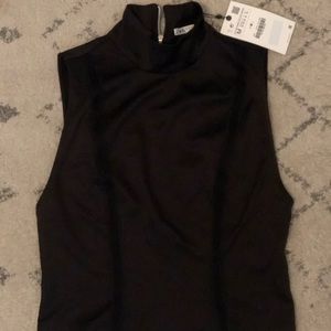 NWT ZARA Black Faux Leather tank